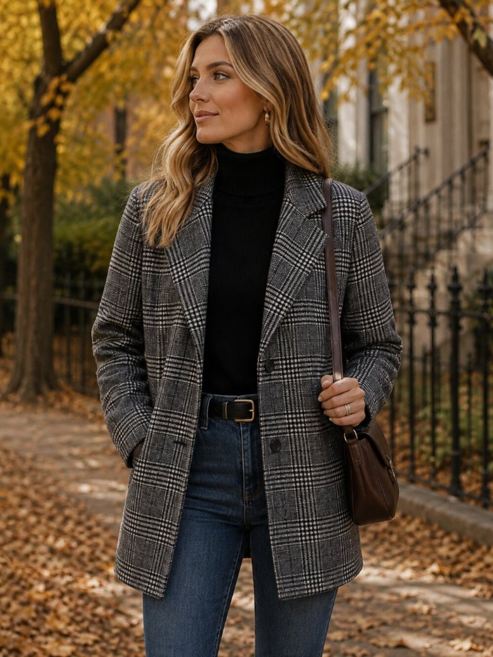 Oak + Fort Oversized Wool Blend Plaid Coat | Minimalist Classic Fall | XS